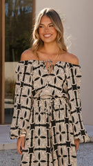 Mikky Off Shoulder Top - Cortana Print