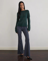 Aika Top in Sheer Knit Dark Green
