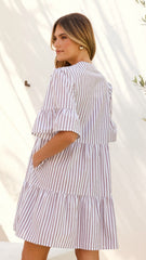Tarnie Mini Dress - Brown Stripe