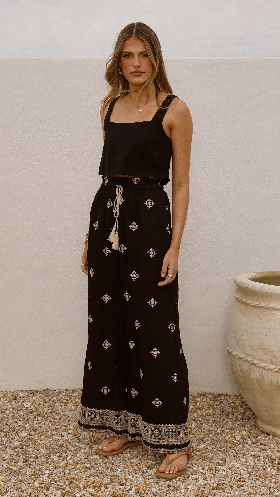 Deni Pants - Black/Beige