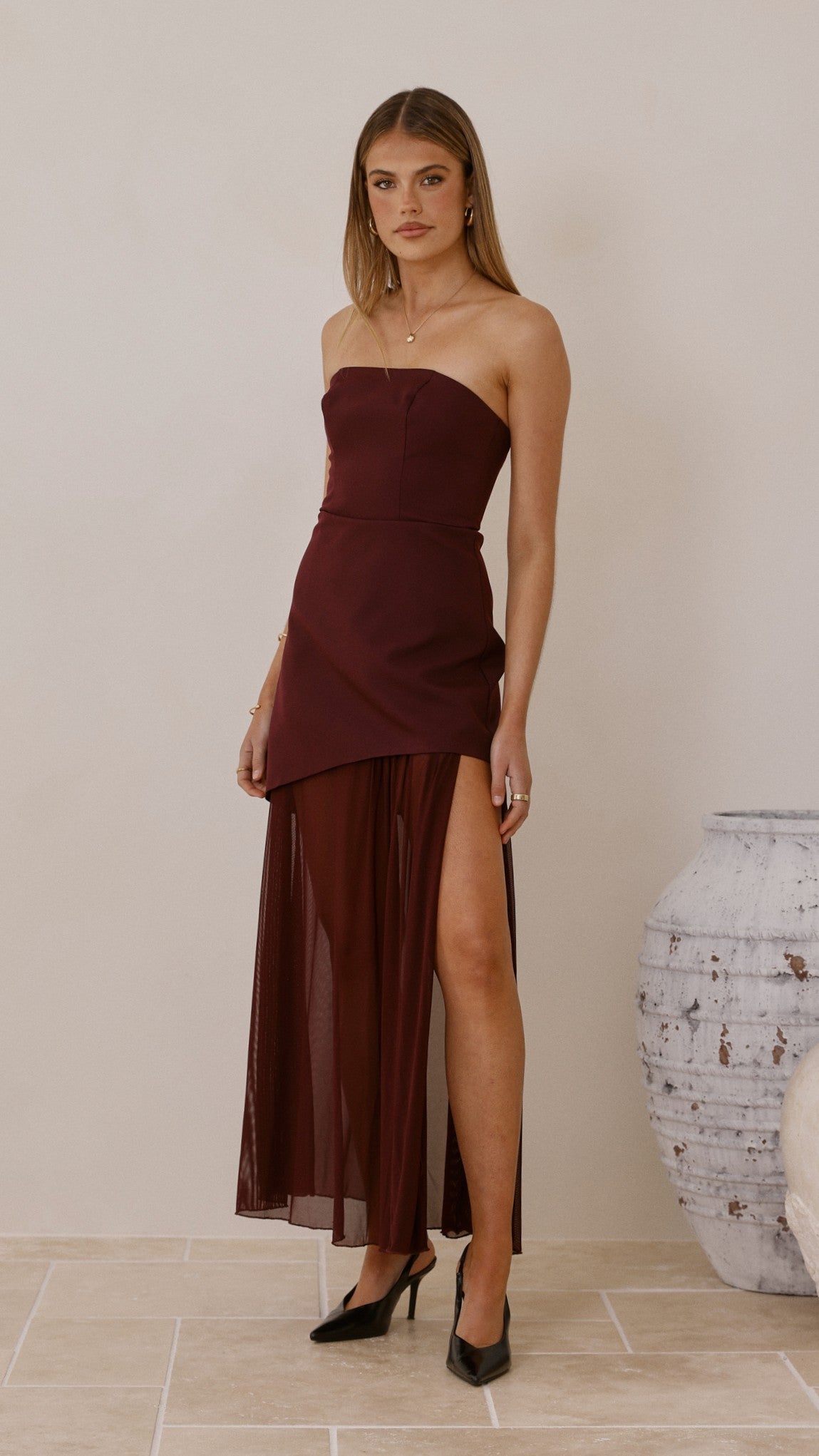 Fenella Asymmetrical Maxi Dress - Plum