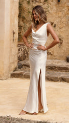 Iris Asymmetrical Maxi Dress - Ivory