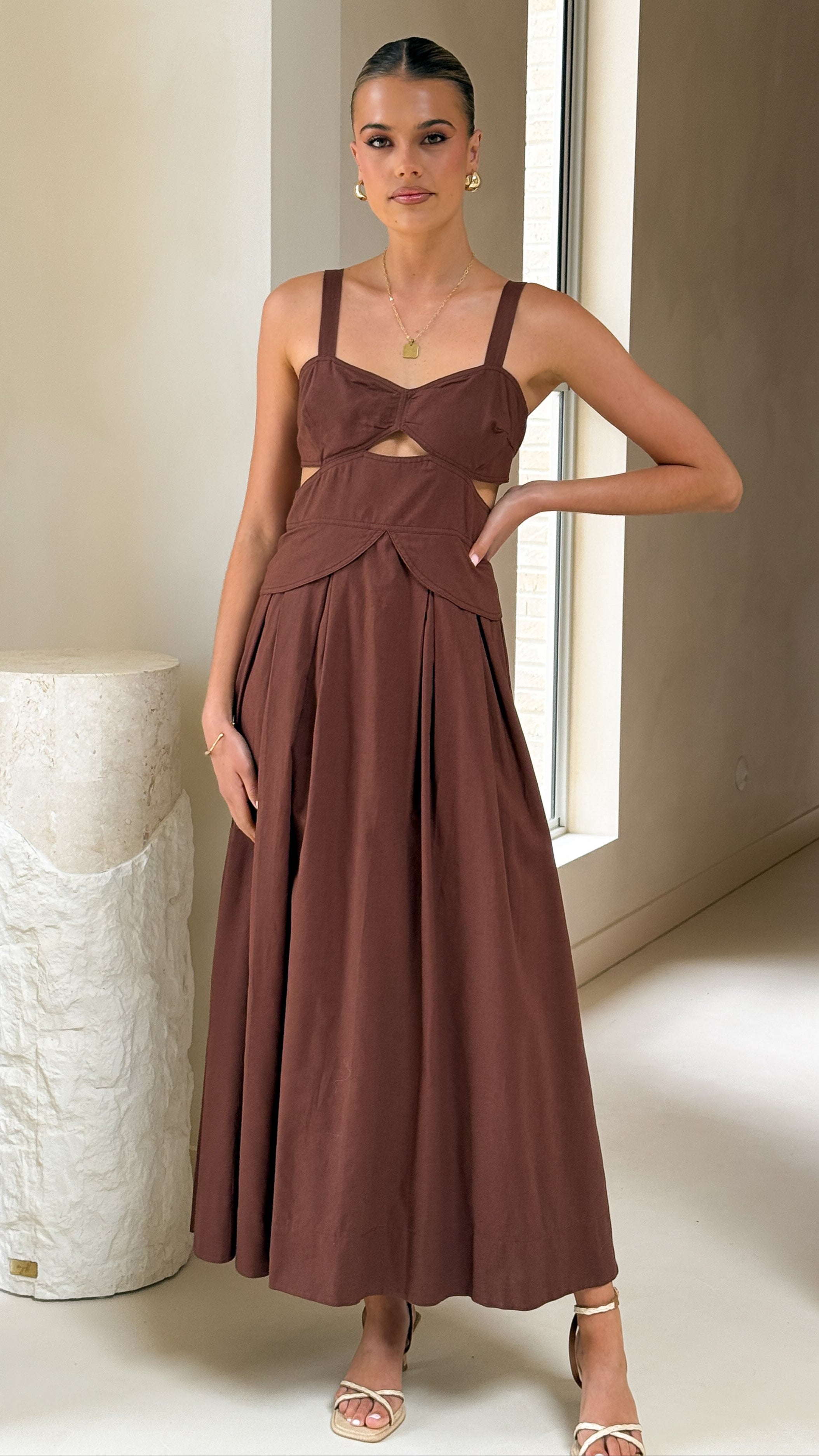 Harleigh Midi Dress - Brown