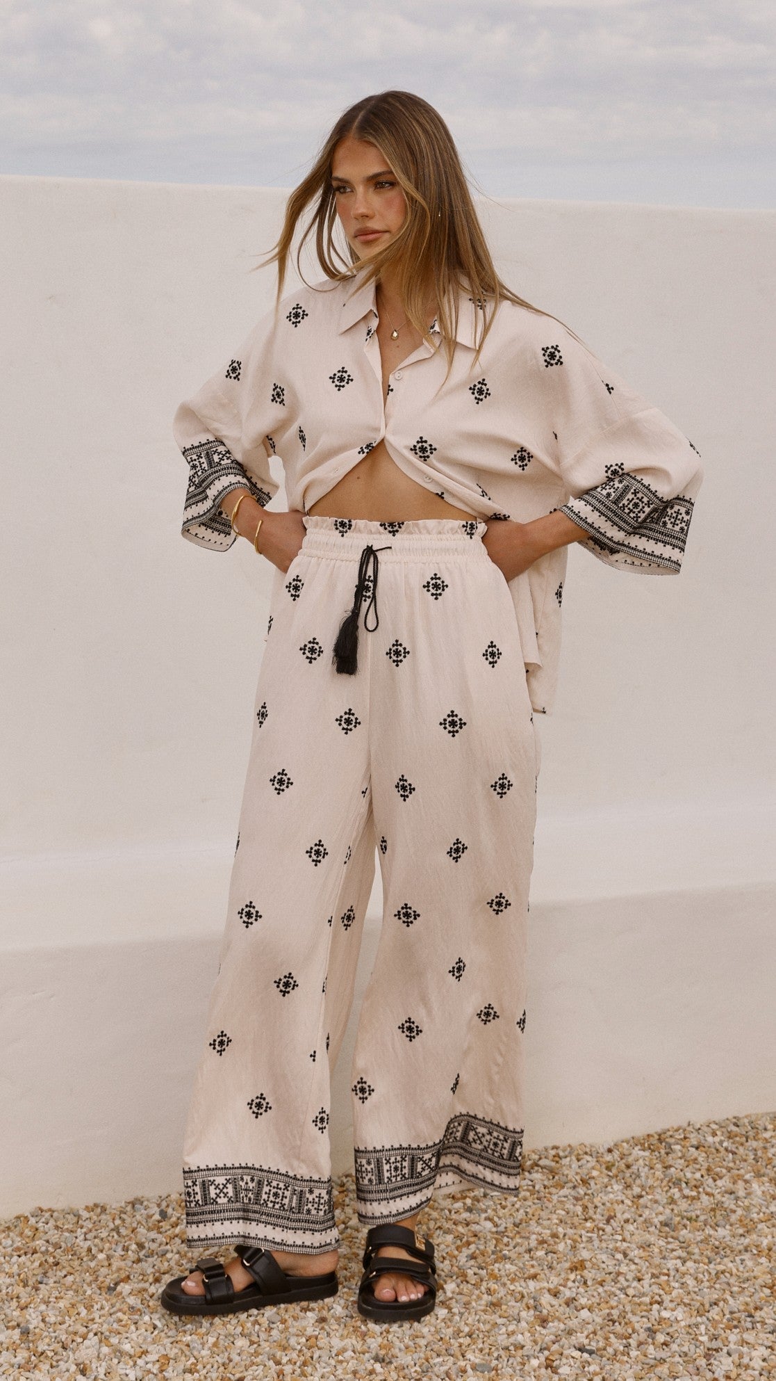 Deni Pants - Beige/Black