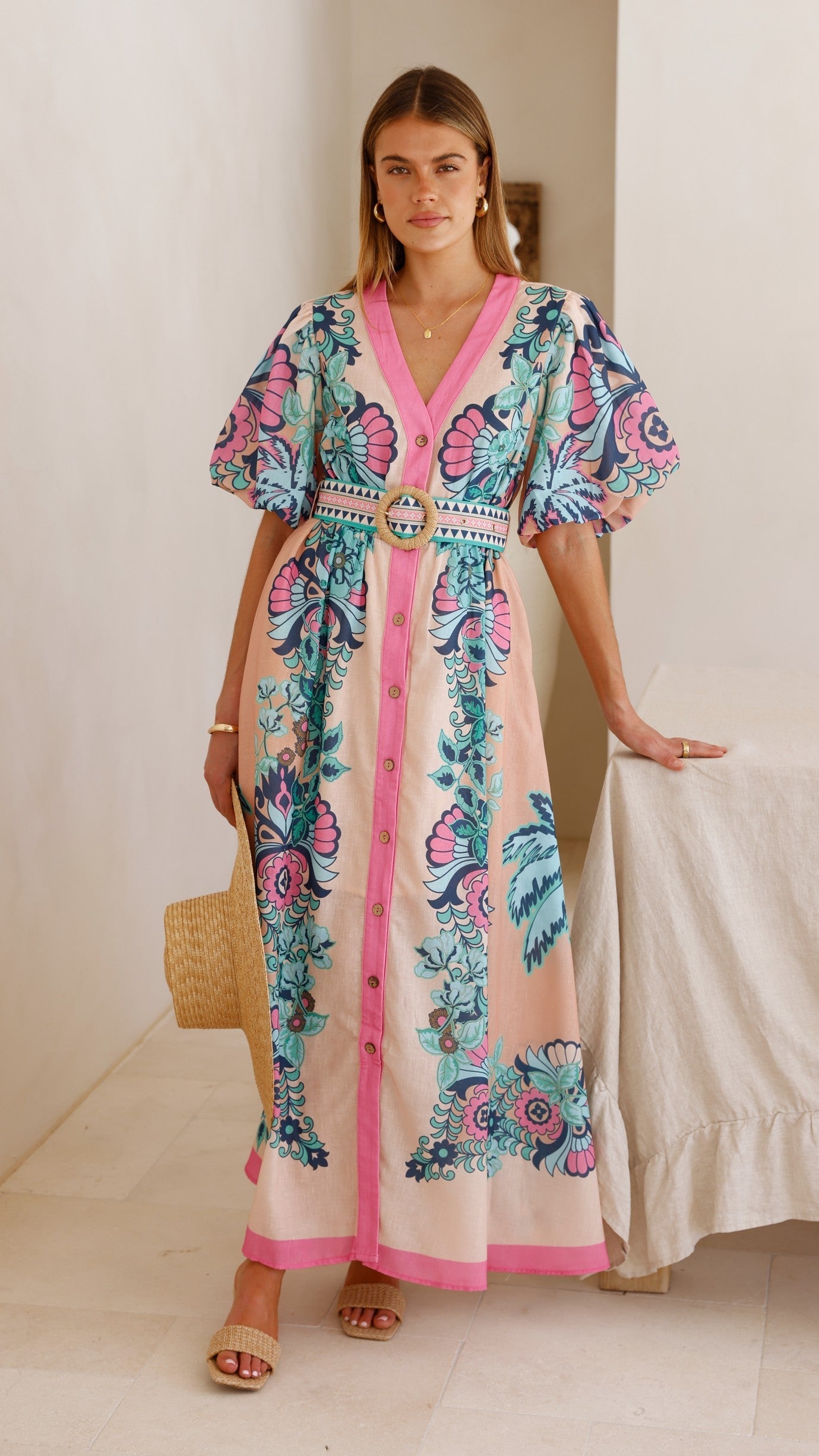 Dali Maxi Dress - Island Bloom Pink