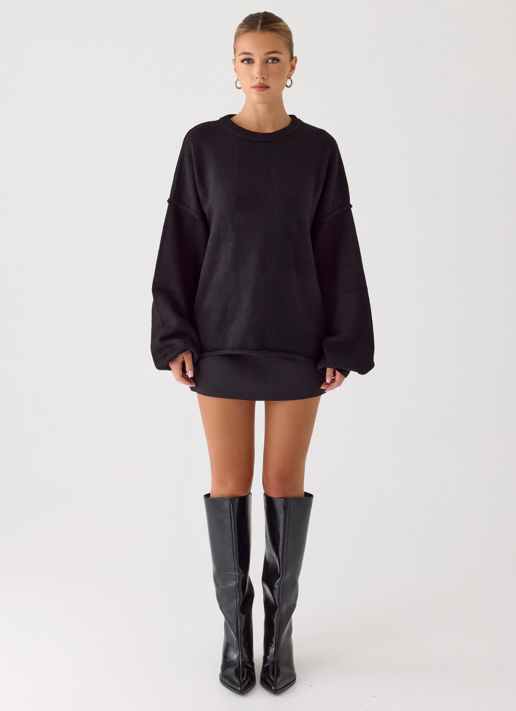 Jack Oversized Knit Sweater - Black