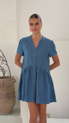 Juliani Mini Dress - Blue Denim