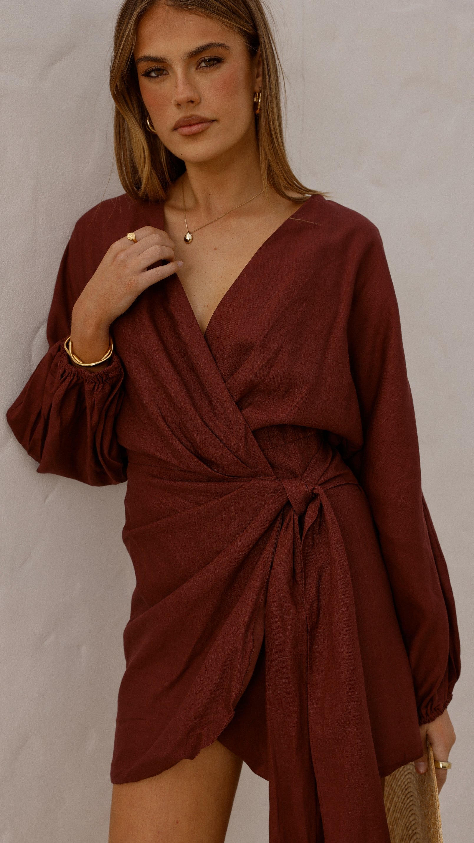 Myra Long Sleeve Mini Dress - Chocolate