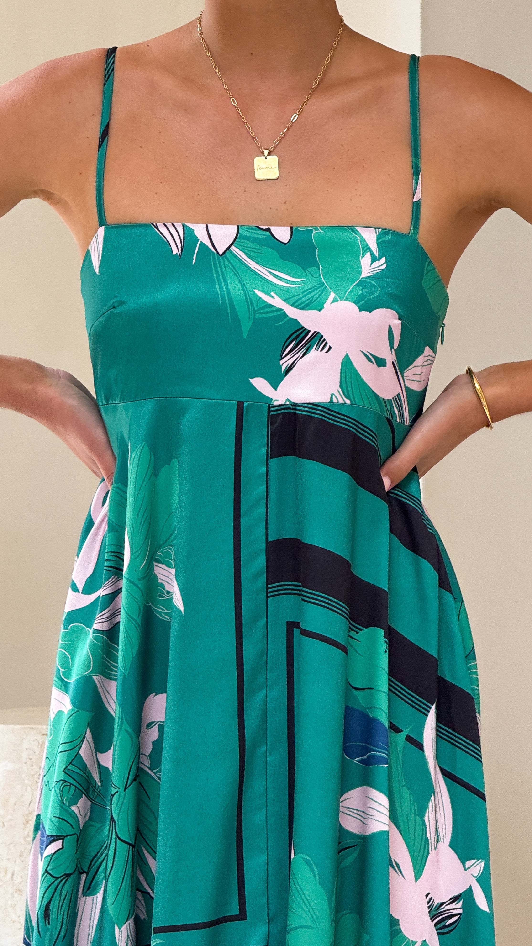 Kaethe Maxi Dress - Green/Pink