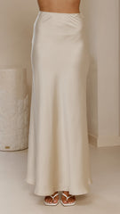 Darina Bias Cut Maxi Skirt - Champagne