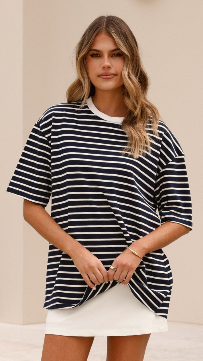 Jeto Oversized Tee - Navy/White