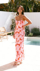 Margie Midi Dress - Pink/Red
