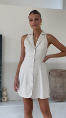Trixie Button Down Mini Dress - Oat