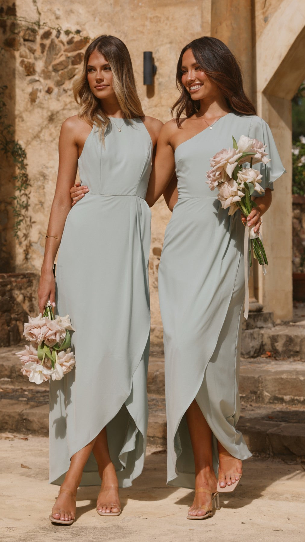 Emma One Sleeve Maxi Dress - Sage