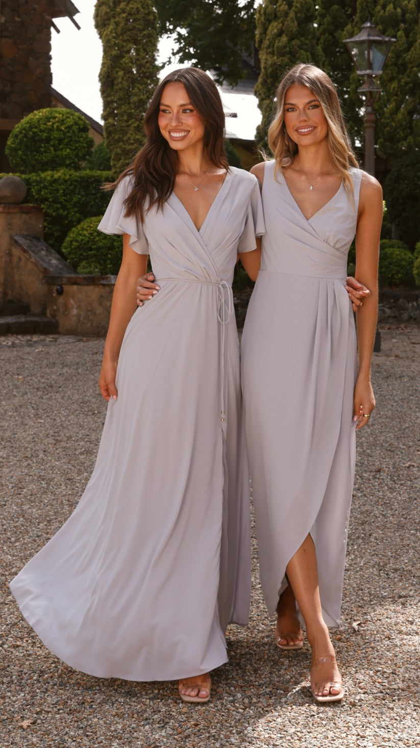 Pamela V Neck Maxi Dress - Silver