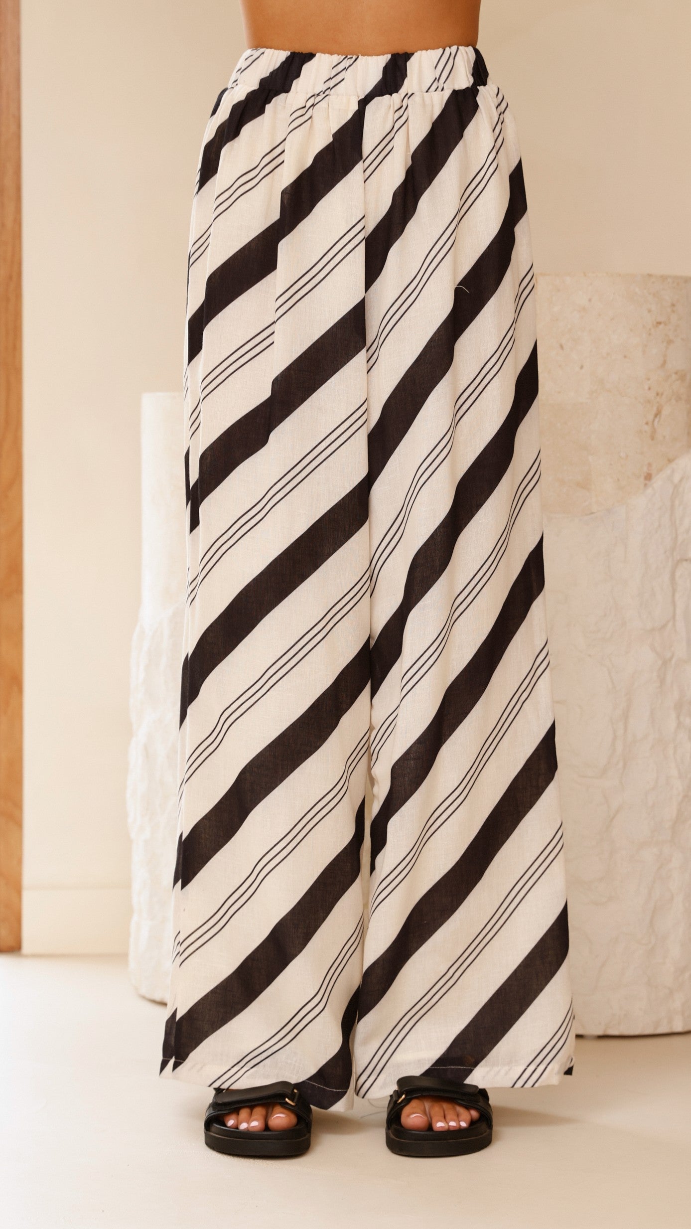 Torrey Wide Leg Pants - Black/Cream