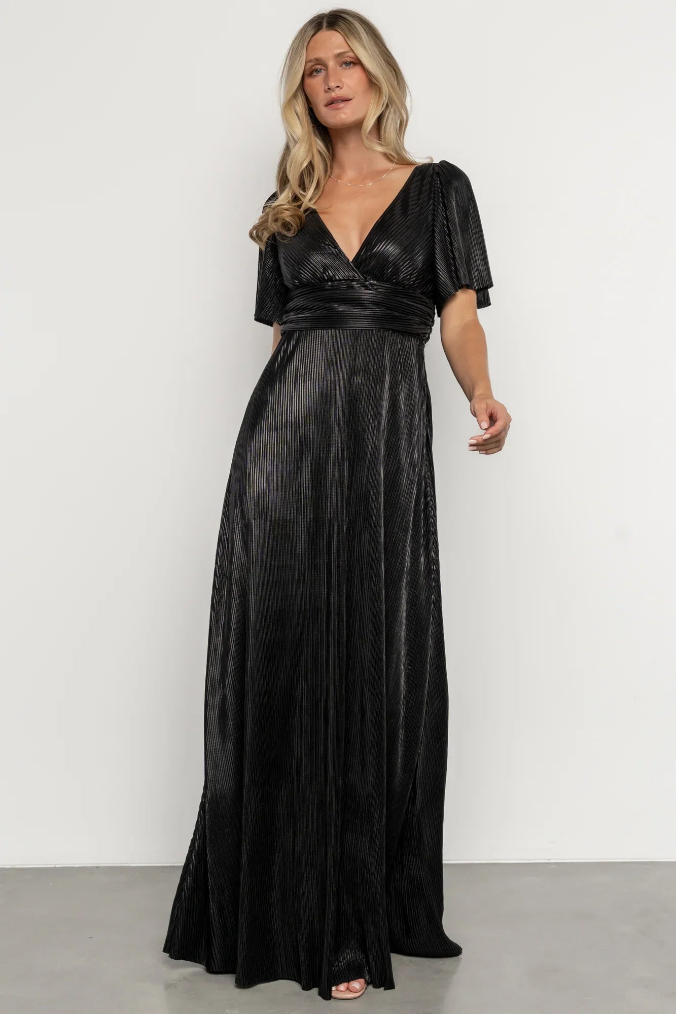 Venetian Pleated Gown | Black