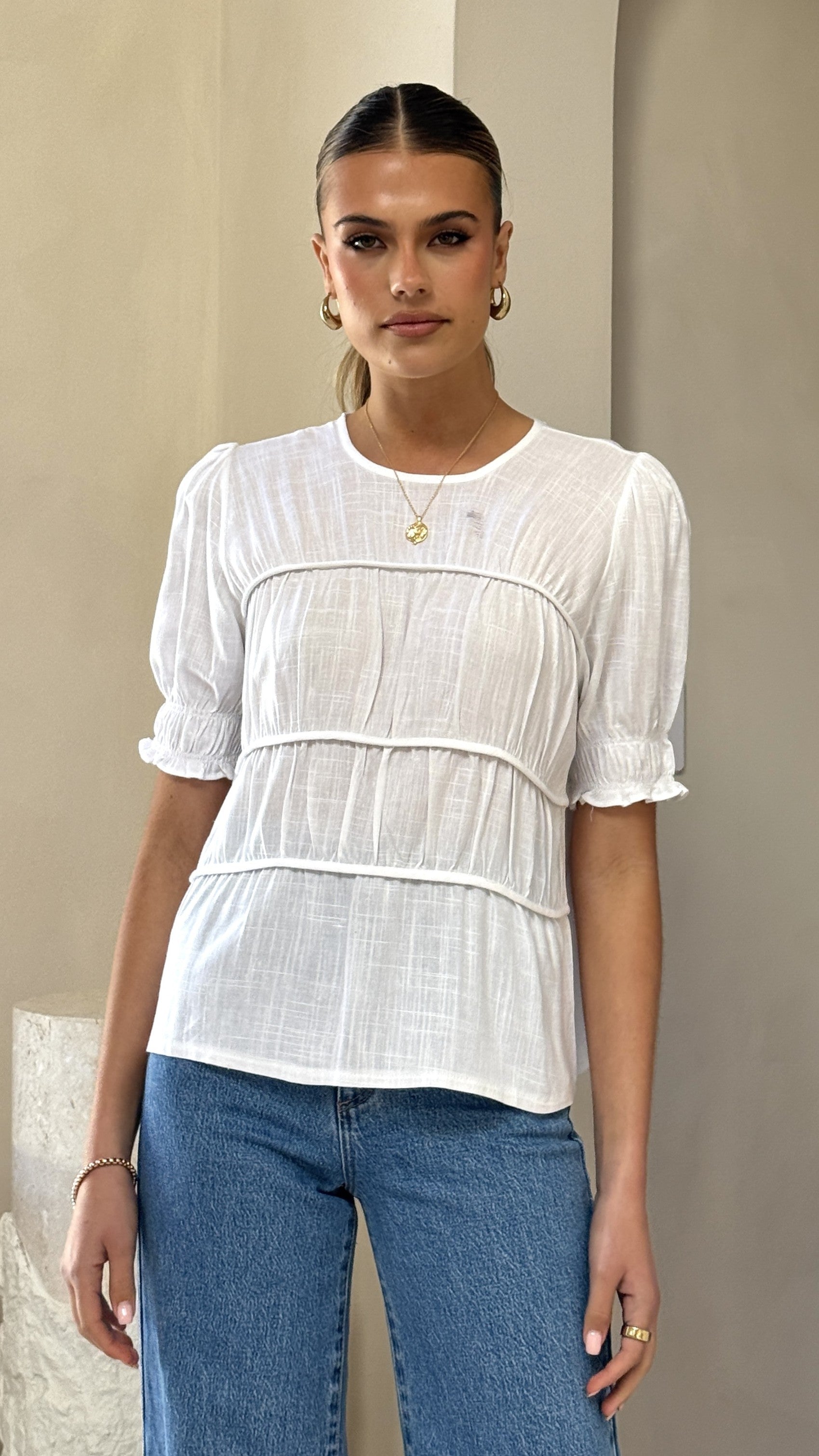 Kai Short Sleeve Top - White