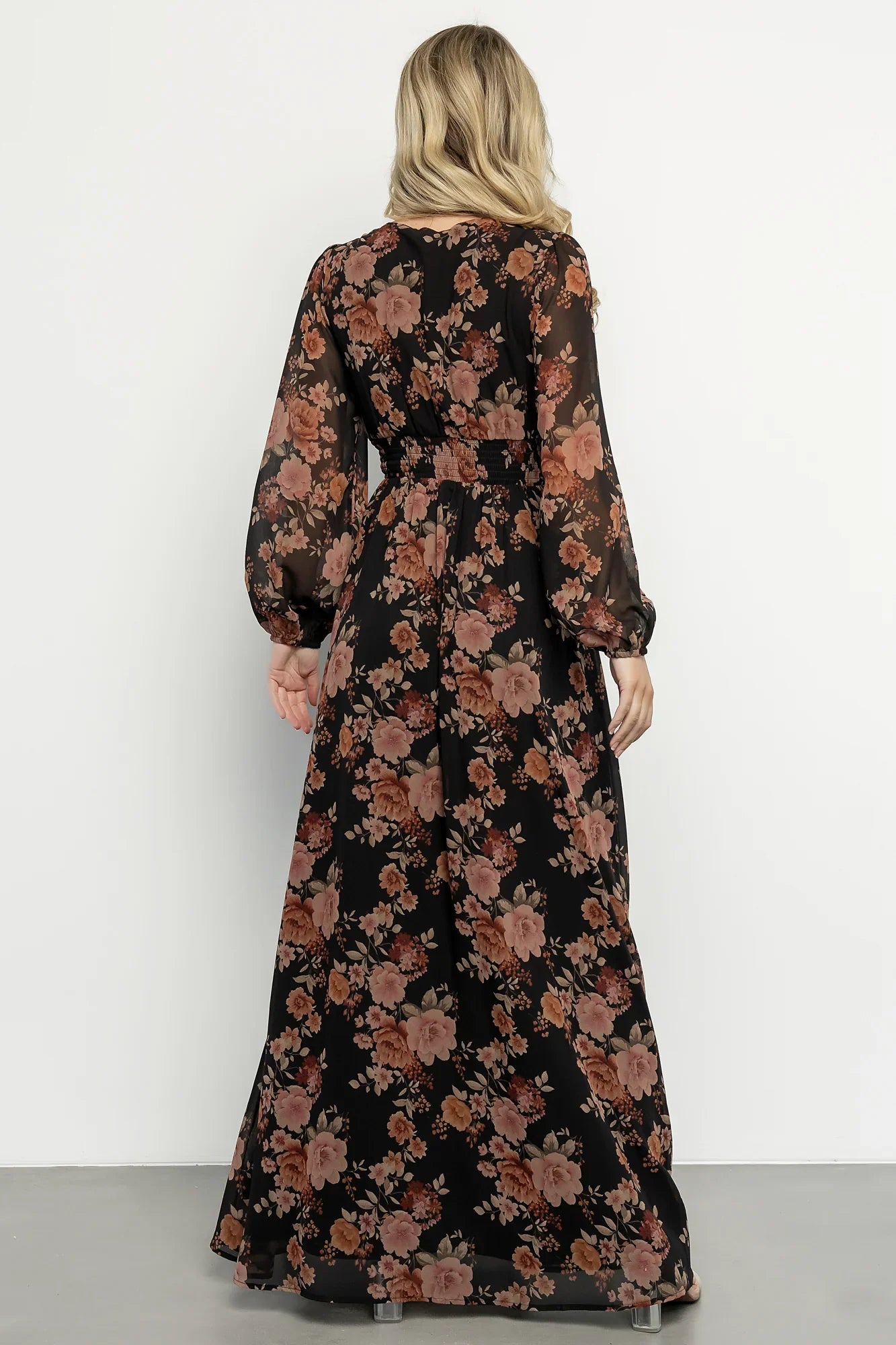 Adira Maxi Dress | Black + Mauve Floral