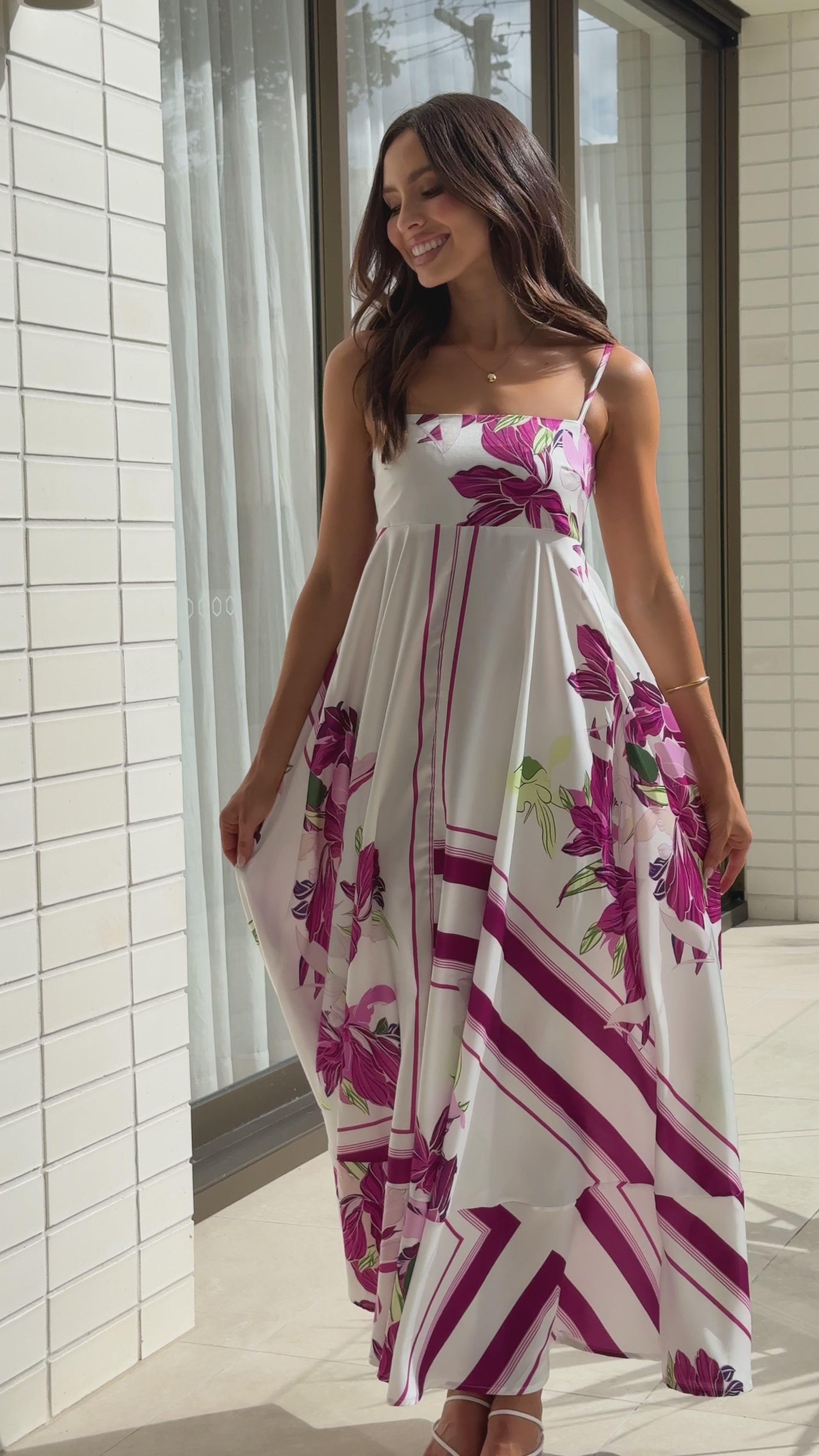 Kaethe Maxi Dress - White/Pink