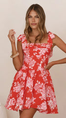Haisley Mini Dress - Red Floral
