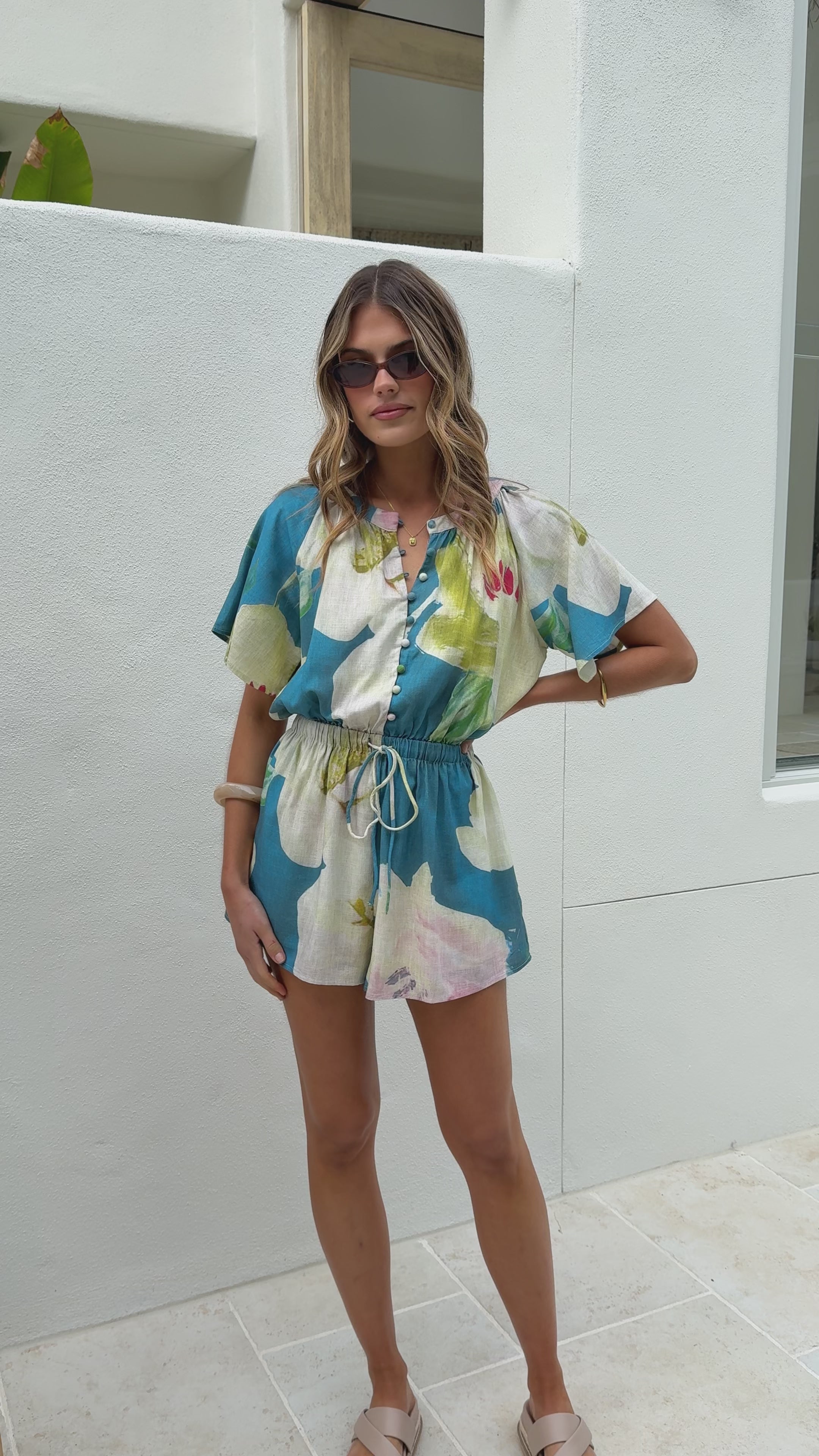 Santorini Playsuit - Blue Orchid
