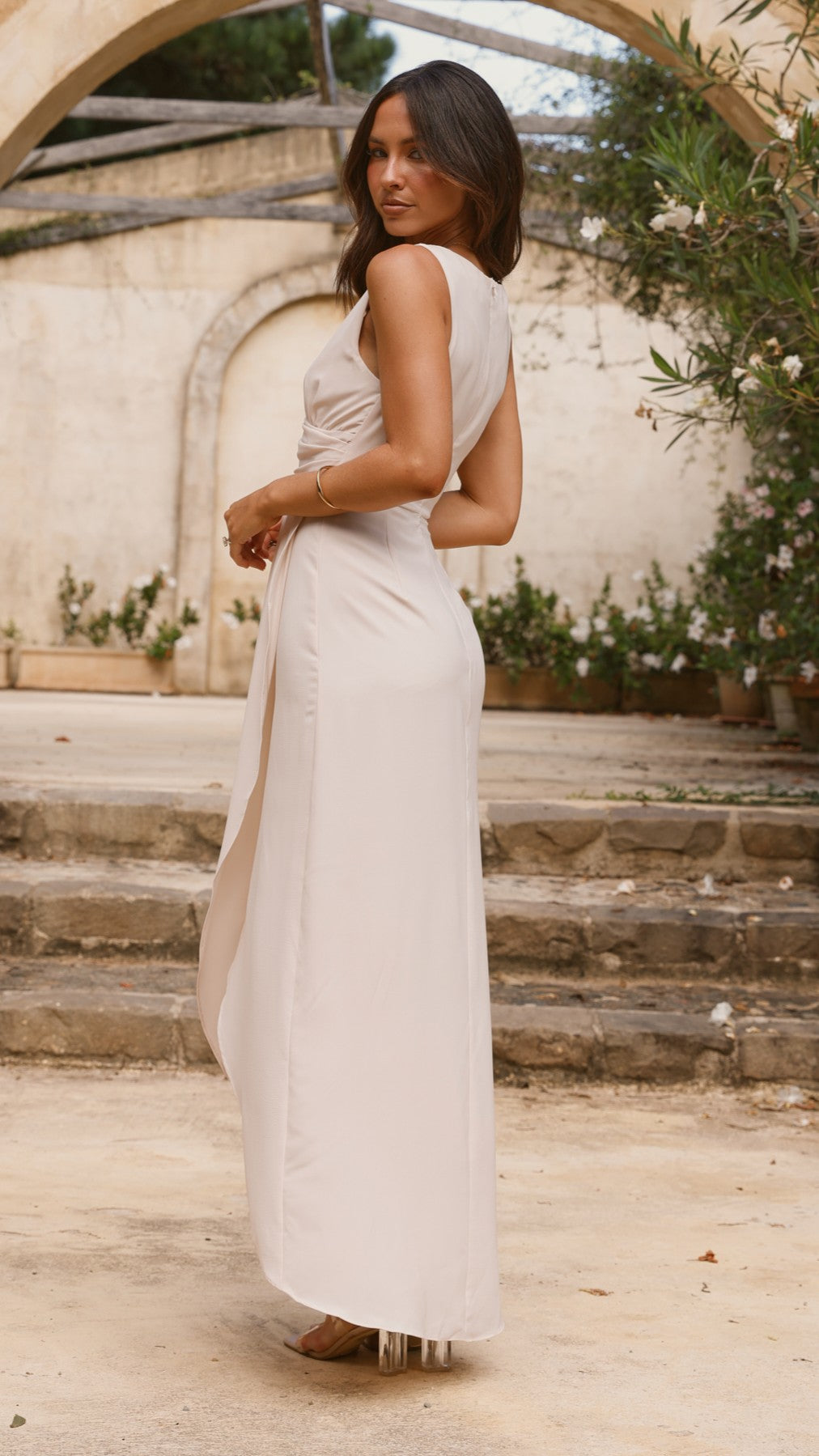 Pamela V Neck Maxi Dress - Ivory
