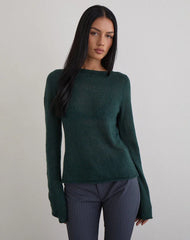 Aika Top in Sheer Knit Dark Green