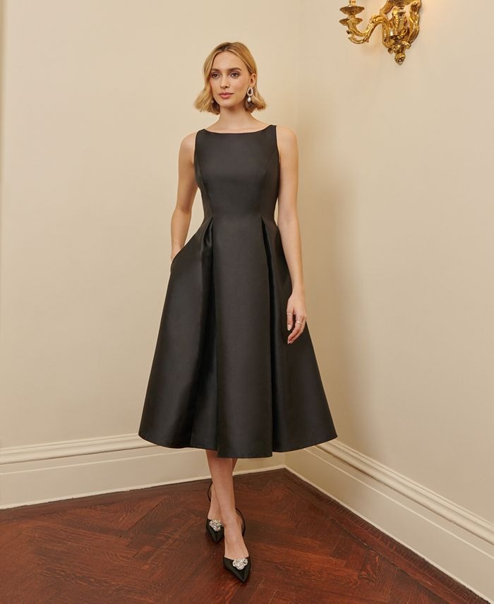 Adrianna Papell Women's Boat-Neck Fit & Flare Midi Dress