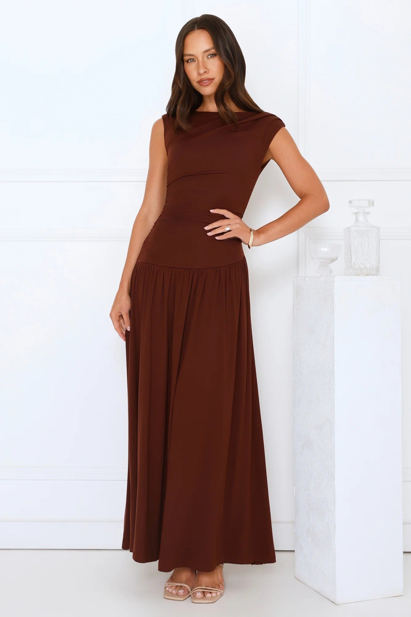 Sophisticated Simplicity Maxi Dress Brown
